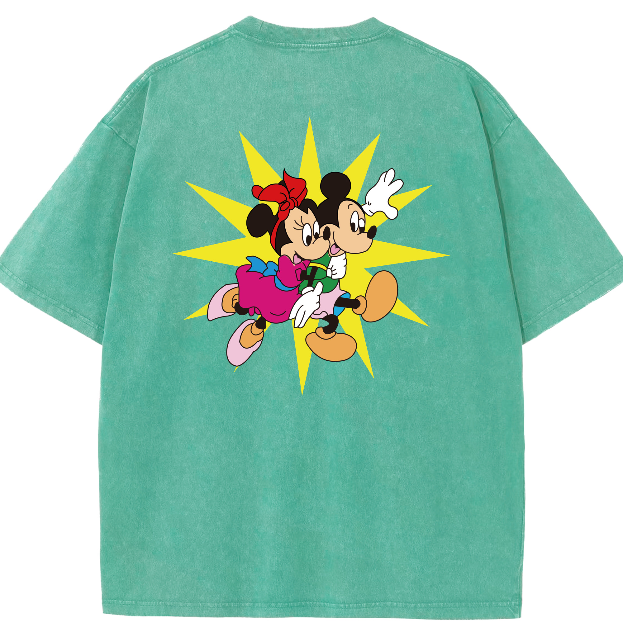 （画像用） ミッキーマウス Mickey Mouse 綿100% ヴィンテージ風 半袖Tシャツ（背面プリント）